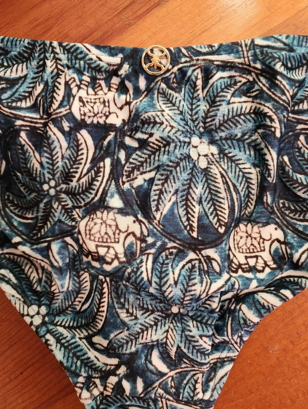 NEW! VIX PAULA HERMANNY SZ M Blue Tropical Elephant Print Bikini Bottoms